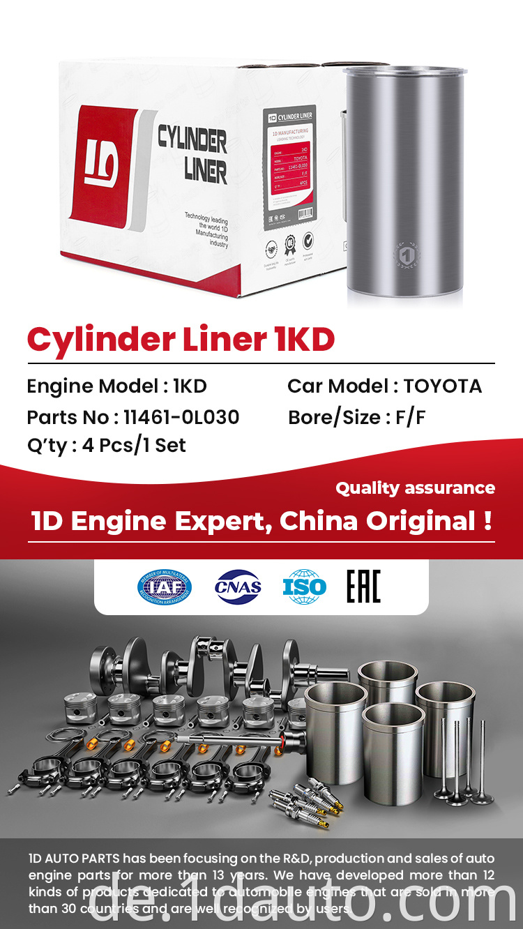 Toyota 2kd Engine Spare Parts Cylinder Liner